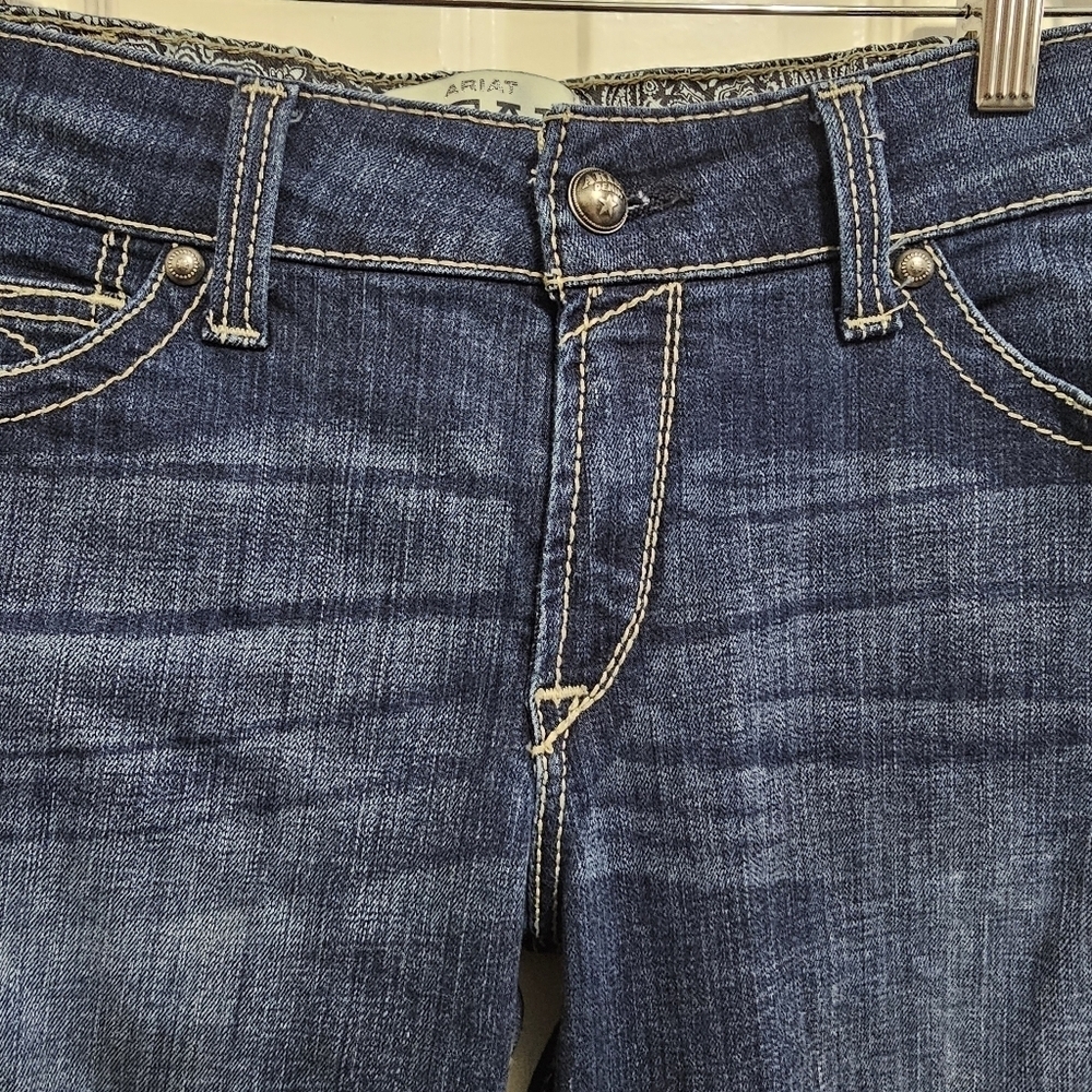 Ariat western cowgirl boho denim bootcut midrise jeans size 32L - Picture 2 of 10